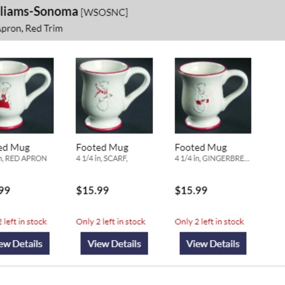 Williams-Sonoma Snowman Chef Set of Four Footed Mugs New in Box - Picture 10 of 10